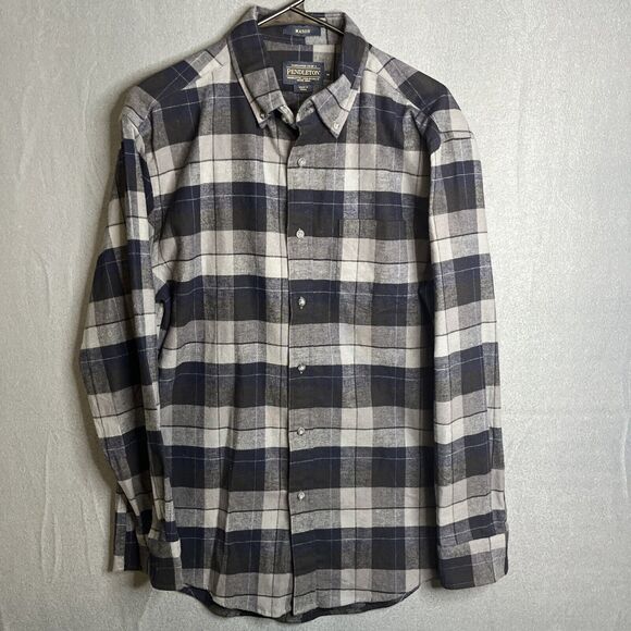 Pendleton Flannel Shirt Men's M Mason Plaid Long Sleeve Button‎ Down 100% Cotton - Picture 1 of 8